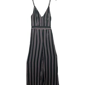 New-shop17 Vertical Striped Tie Back, Wide Leg, Flared, Strappy Jump Suit SM